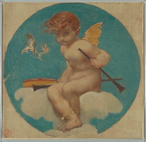 Studie für Rundel mit Putto, der Musikinstrumente hält von Pierre Victor Galland