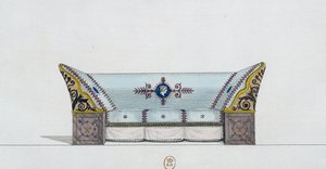 Sofa, Tafel 106, Illustration aus Collection de meubles et objects de gout von Pierre de La Mesangere