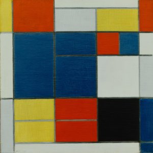 Komposition C; Komposition mit Gelb, Rot, Blau-Grau, Blau und Schwarz von Piet Mondrian