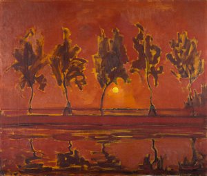 Bäume am Gein mit aufgehendem Mond, 1907