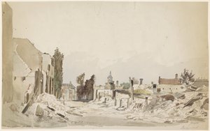 Die Ruinen in Bodegraven nach dem Brand im Juni 1870 von Piet Schipperus