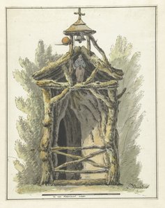 Einsiedlerhütte mit Heiligenstatue von Pieter Bartholomeusz. Barbiers