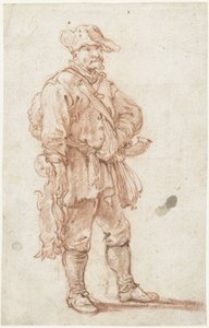 Stehender Jäger mit zwei toten Hasen von Pieter Bout