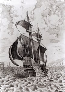 Schiff, graviert von Hieronymus Cock