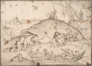 Große Fische fressen kleine Fische, 1556 von Pieter Bruegel the Elder
