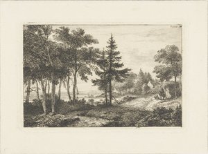 Landschaft mit Kiefer und Reiter