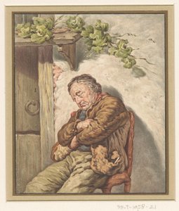 Lou der Bäckerknecht, vor dem Haus im Sonnenlicht eingeschlafen