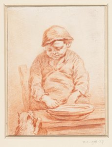 Junge, der Brei isst, mit Katze von Pieter Christoffel Wonder