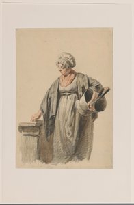 Stehende Frau mit einem Eimer unter dem Arm von Pieter Christoffel Wonder