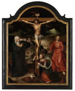 Christus am Kreuz mit der Jungfrau, St. Johannes und Maria Magdalena von Pieter Claeissens
