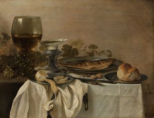 Stillleben mit einem Fisch von Pieter Claesz