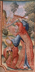 Flämischer Wandteppich. Serie Episoden aus dem Leben der Jungfrau Maria; Darstellung im Tempel. Zweiter Wandteppich der Serie. Modelle zugeschrieben Jan van Roome (oder van Brussel). Herstellung Pieter van Aelst, Brüssel. Ca. 1502-1504. von Pieter Coecke van Aelst
