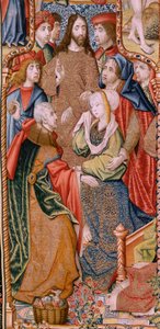 Flämischer Wandteppich. Serie Episoden aus dem Leben der Jungfrau Maria. Die Prophezeiungen erfüllen sich bei der Geburt Christi. Erster Wandteppich der Serie. Modelle zugeschrieben Jan von Roome (oder van Brussel). von Pieter Coecke van Aelst