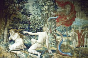 Florenz. Adam und Eva nach dem Sündenfall, Brüsseler Wandteppich, 1548, 20. Jahrhundert