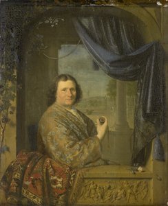 Porträt eines Mannes mit einer Uhr, 1688 von Pieter Cornelisz Slingelandt van