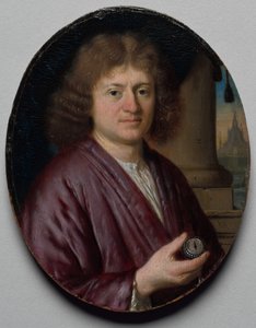Porträt eines Mannes mit einer Uhr von Pieter Cornelisz van Slingelandt