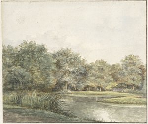 Landschaft mit Bäumen am Wasser von Pieter Ernst Hendrik Praetorius