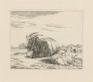 Liegender Bock und Zicklein von Pieter Gerardus van Os