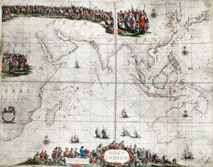 Karte der Ostindien, ca. 1666 von Pieter Goos