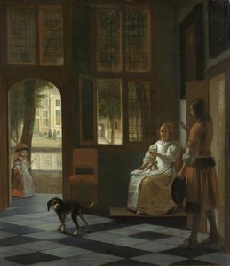 Eine Frau, die einem jungen Mann mit einem Brief Anweisungen gibt, 1670 von Pieter Hooch de