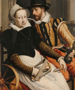 Mann und Frau am Spinnrad von Pieter Pietersz the Elder