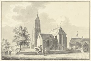 Kirche und Rathaus in Heukelom von Pieter Jan van Liender