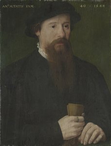 Porträt eines Mannes mit Handschuhen von Pieter Jansz. Pourbus