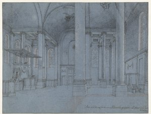 Ansicht des Inneren der Nieuwe Kerk, Haarlem, vom Ostende des Nordschiffs nach Westen blickend von Pieter Jansz Saenredam