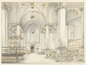 Ansicht des Kirchenschiffs der Nieuwe Kerk, Haarlem, Blick nach Westen