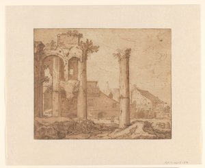 Das Forum von Nerva in Rom, gesehen vom Tempel der Minerva von Pieter Lastman