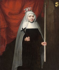 Porträt einer Nonne mit einem Kruzifix und einer Kerze, 1678 von Pieter Leermans