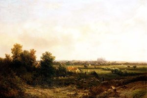 Ein Schäfer und seine Herde in der Nähe von Haarlem von Pieter Lodewijk Francisco