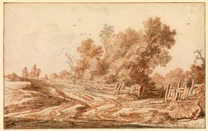 Landschaft mit Reisenden auf einer Straße, 1653 - 1657