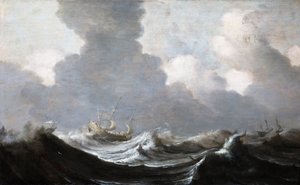 Vier Schiffe vor einem Sturm