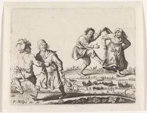 Zwei tanzende Bauernpaare von Pieter Nolpe