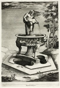 Brunnen mit Silenus im Garten des Cesi-Palastes bei Rom