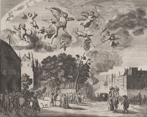 Karl II. betritt Den Haag in einer Kutsche mit dem Mauritshuis rechts, aus 