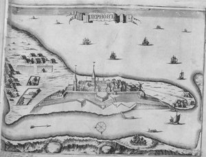 Ansicht der Belagerung von Pärnu im August 1710, 1715 von Pieter Pickaert