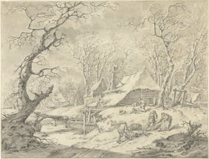 Winterlandschaft mit Bauernhof von Pieter Pietersz. Barbiers