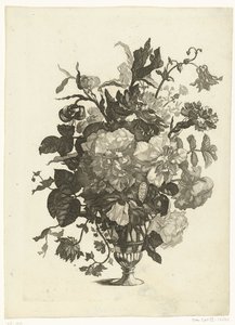 Glasvase mit Blumen (Vasen mit Blumensträußen) von Pieter Schenk (I)