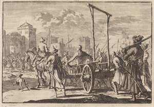 Ankunft von Stepan Razin und seinem Bruder Frol in einem Eisenkäfig in Moskau, 1671, 1698