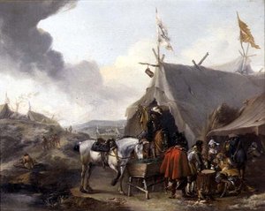 Kavalleristen in einem Militärlager von Pieter Wouwermans or Wouwerman