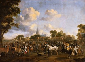 Pferdemarkt in Valkenburg, 1675 von Pieter Wouwermans or Wouwerman