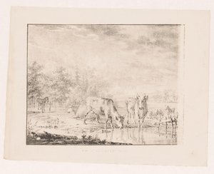 Kühe am Wasser von Pieter de Goeje (attributed to)
