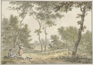 Waldlandschaft mit einigen Figuren von Pieter de Goeje