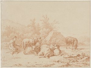 Landschaft mit Schäfer und seiner Herde von Pieter de Goeje