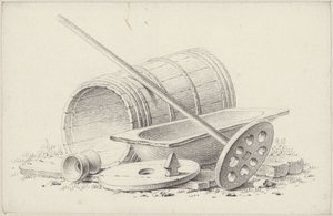 Stillleben mit einem Butterfass und Kübel von Pieter de Goeje