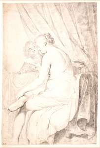 Eine sitzende Dame in leichter Negligé liest einen Brief, der von ihrer schwarzen Dienerin überbracht wurde von Pieter de Grebber