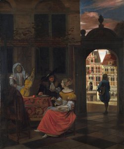 Eine musikalische Gesellschaft in einem Hof von Pieter de Hooch