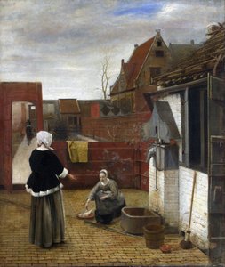 Eine Frau und ihre Magd in einem Hof, ca. 1661 von Pieter de Hooch